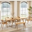 Pemberly Row Solid Oak 7-Piece Extendable Dining Set in Natural Brown