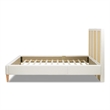 Pemberly Row Queen Upholstered Cane Back Platform Bed in Antique White