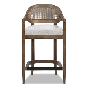 Pemberly Row 26&quot Mid-Century Cane Back Counter Stool in Neutral Gray