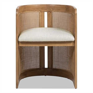 Pemberly Row 20.5&quot Curved Rattan Upholstered Dining Chair in White Pepper