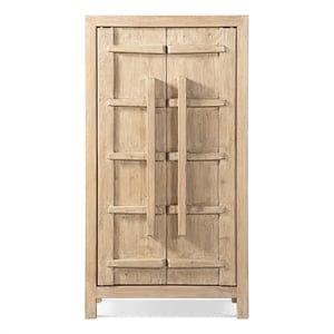 Pemberly Row 83&quot Reclaimed Pine Crossbar Storage Cabinet in Brown