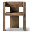 Pemberly Row Reclaimed Elm Sculptural Block Accent Chair in Medium-Dark Brown