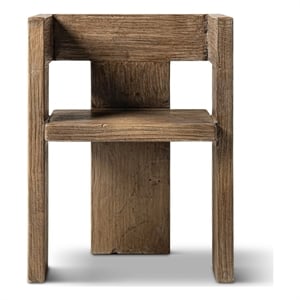 Pemberly Row Reclaimed Elm Sculptural Block Accent Chair in Light Natural Brown