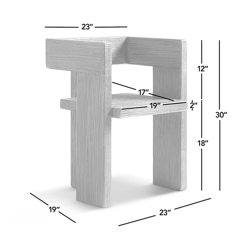 Pemberly Row Reclaimed Elm Sculptural Block Accent Chair in Light Natural Brown