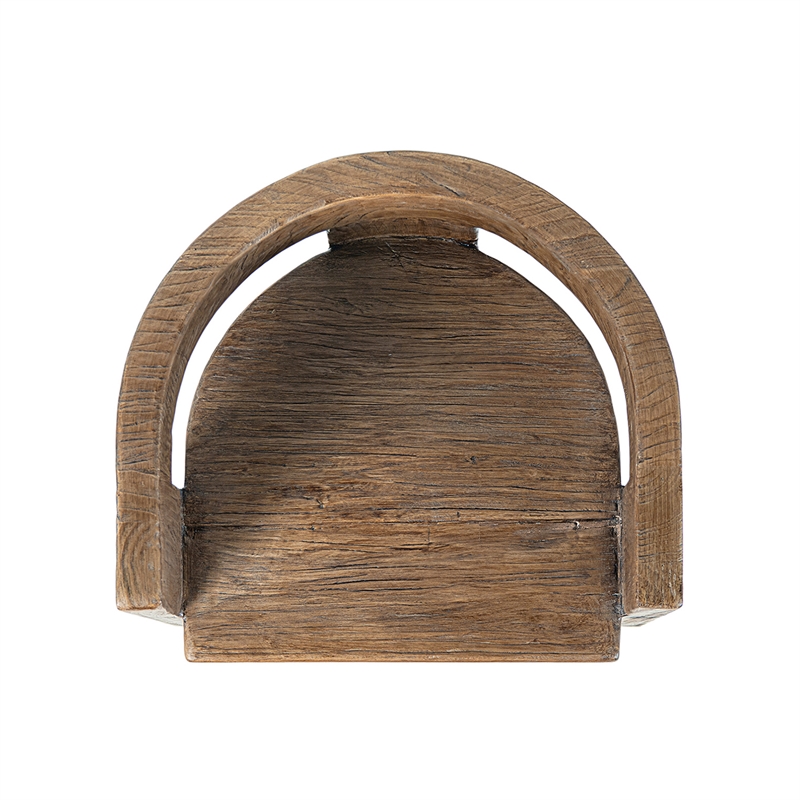 Pemberly Row Reclaimed Elm Sculptural Curved Dining Chair in Medium-Dark Brown