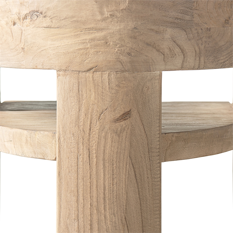 Pemberly Row Reclaimed Elm Sculptural Curved Dining Chair in Light Natural Brown