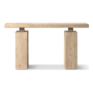 Pemberly Row 60&quot Reclaimed Elm Plinth Console Table in Light Natural Brown