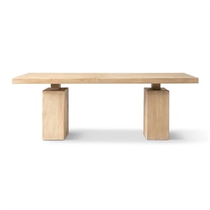 Pemberly Row 85&quot Reclaimed Elm Plinth 8-Person Dining Table in Natural Brown