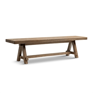 Pemberly Row 72&quot Reclaimed Elm Trestle Dining Bench in Medium-Dark Brown
