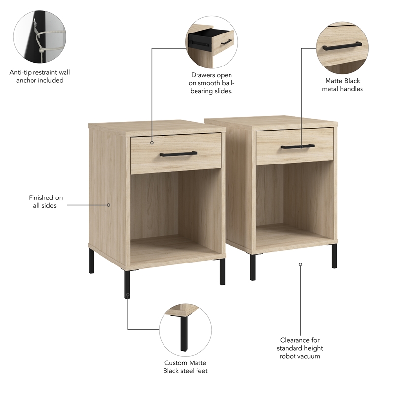 Pemberly Row End Table Set of 2 in Natural Elm Engineered Wood