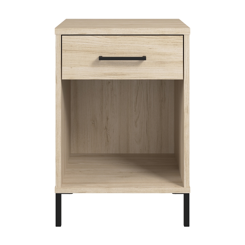 Pemberly Row Nightstand with Drawer in Natural Elm Engineered Wood