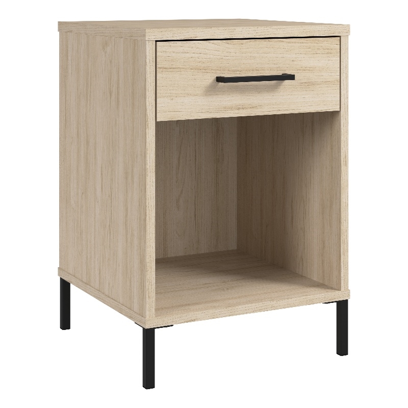 Pemberly Row Nightstand with Drawer in Natural Elm Engineered Wood