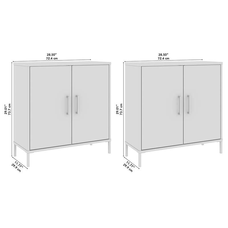 Pemberly Row Low Storage Cabinet with Doors Set of 2 Engineered Wood