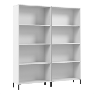 Pemberly Row Contemporary 4 Shelf Bookcase Set of 2 in Engineered Wood