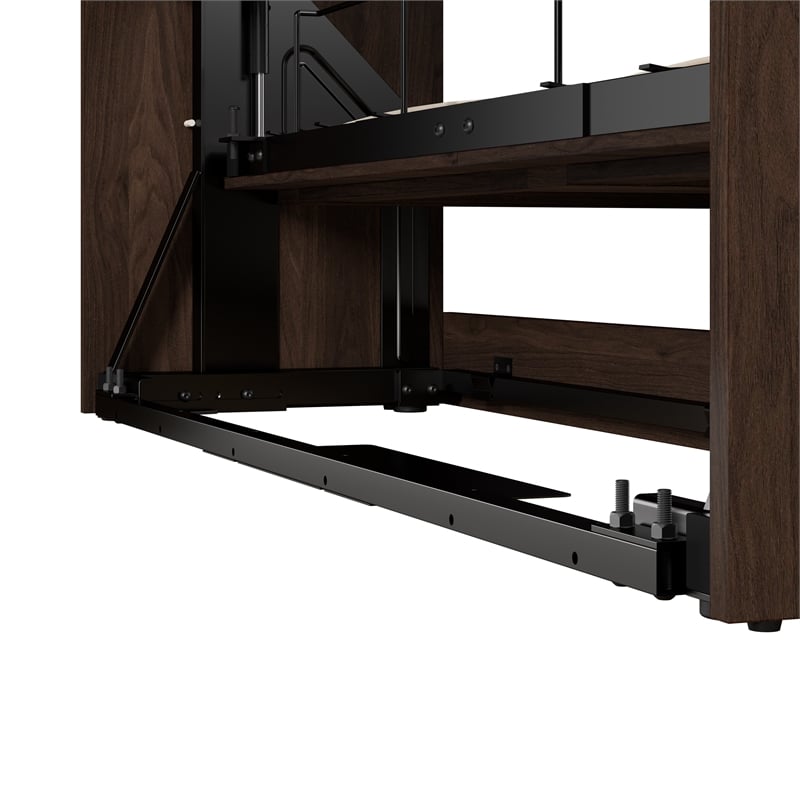 Pemberly Row 65W Queen Murphy Bed in Black Walnut Engineered Wood