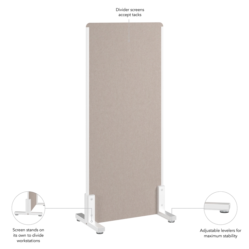 Pemberly Row Contemporary 24W x 55H Freestanding Privacy Screen in Beige