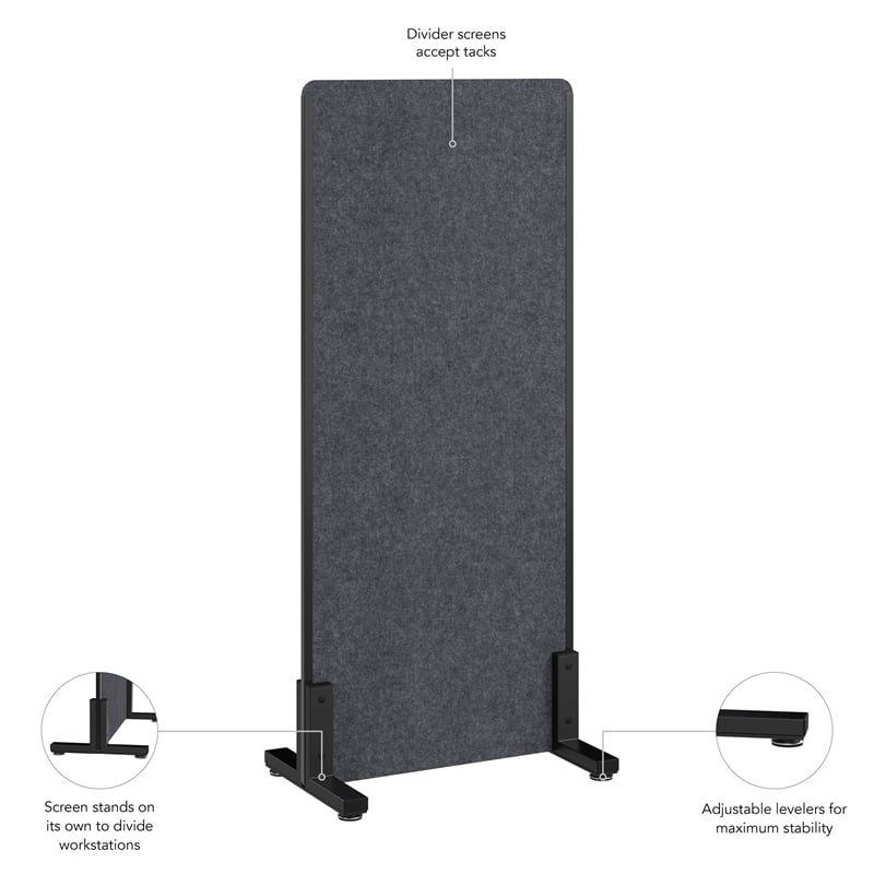 Pemberly Row 24W x 55H Freestanding Privacy Screen in Charcoal