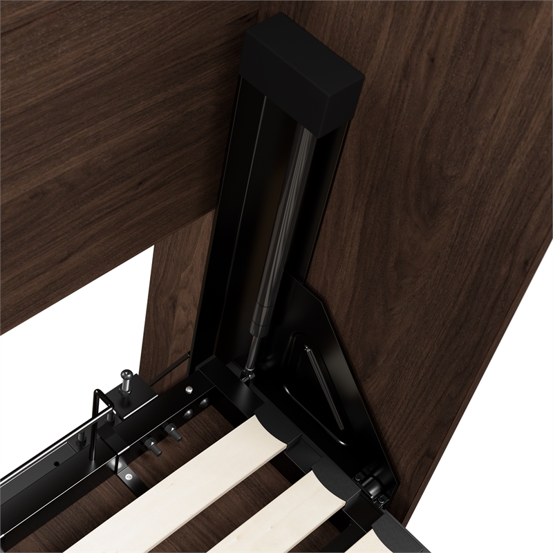 Pemberly Row 59W Full Murphy Bed in Black Walnut Engineered Wood