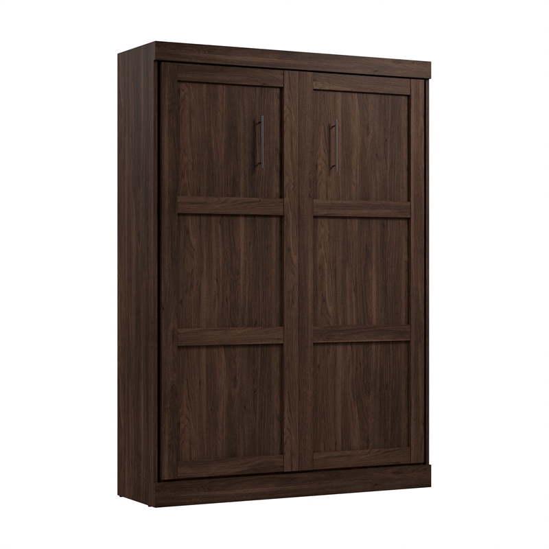 Pemberly Row 59W Full Murphy Bed in Black Walnut Engineered Wood