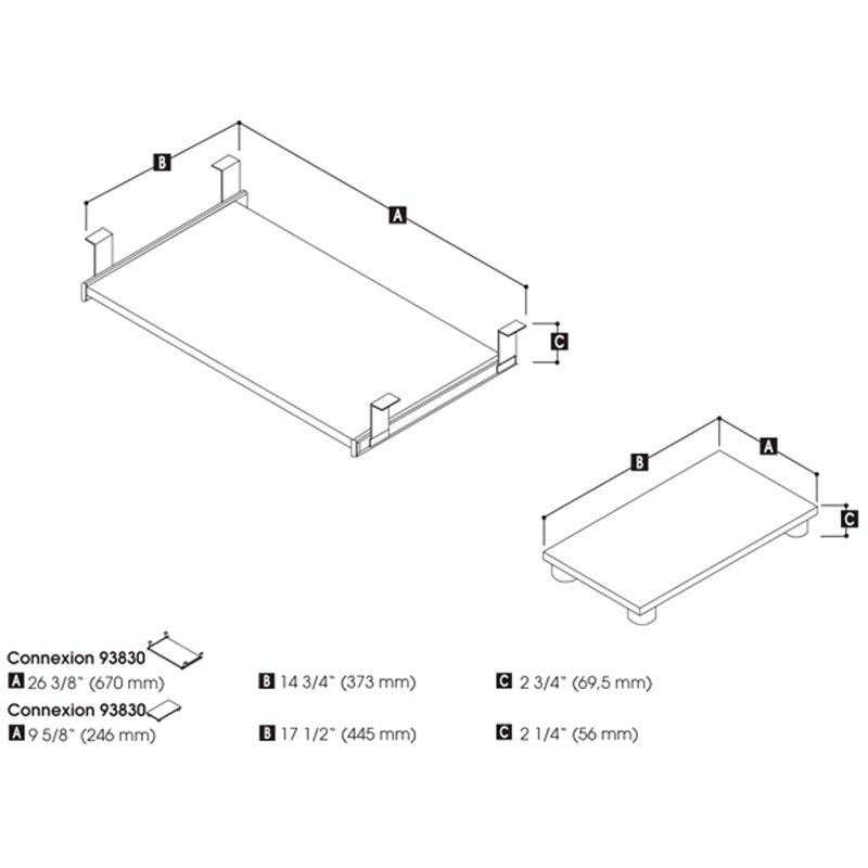 Pemberly Row Contemporary Keyboard Shelf and CPU Platform in Black