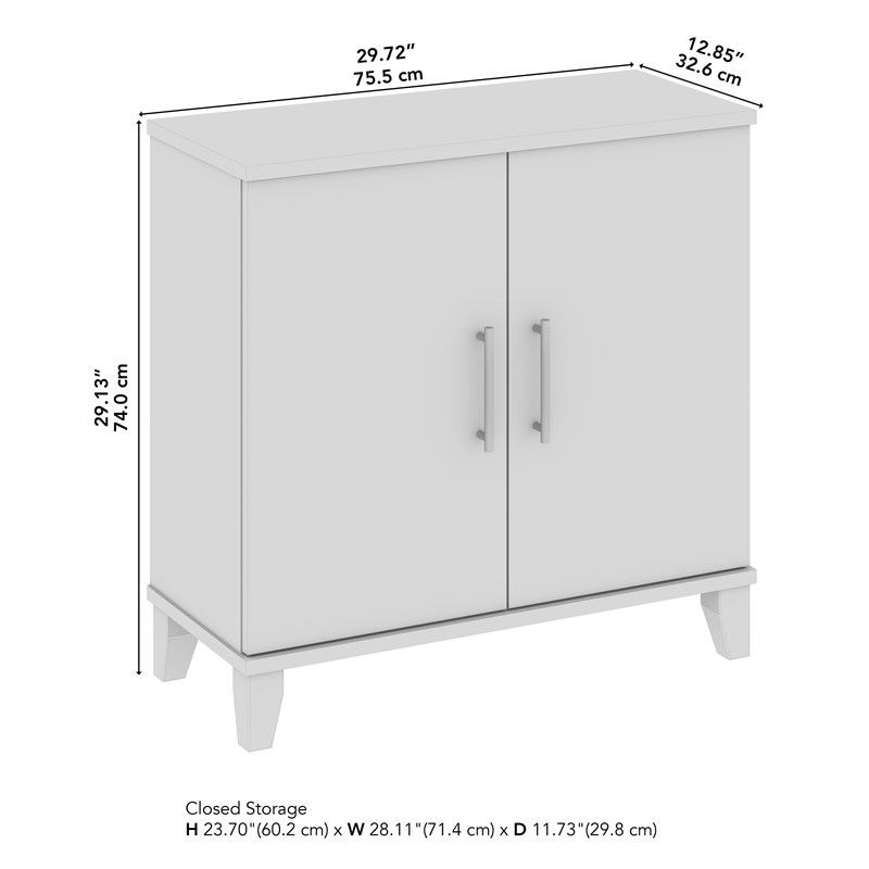 Pemberly Row Contemporary Small Storage Cabinet with Doors in Ash Gray