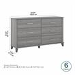 Pemberly Row 60W x 17D x 34H 6 Drawer Dresser in Platinum Gray
