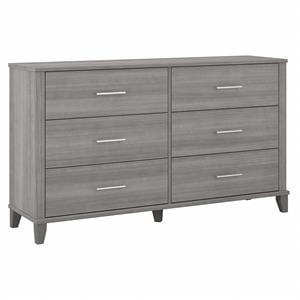 Pemberly Row 60W x 17D x 34H 6 Drawer Dresser in Platinum Gray