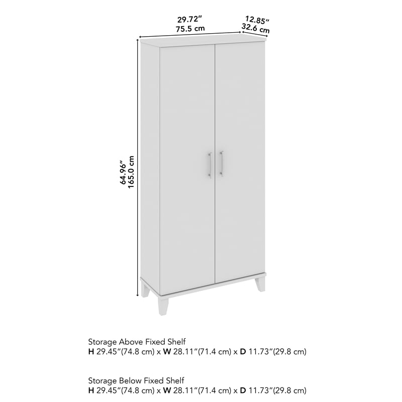 Pemberly Row Tall Storage Cabinet with Doors and Shelves in Ash Gray