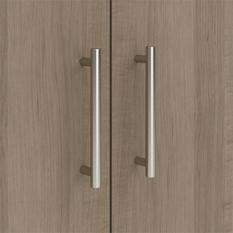 Pemberly Row Tall Storage Cabinet with Doors and Shelves in Ash Gray