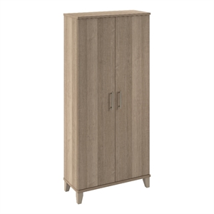 Pemberly Row Tall Storage Cabinet with Doors and Shelves in Ash Gray