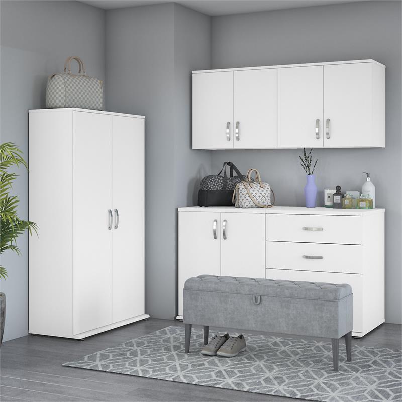 Pemberly Row 5 Piece Modular Closet Storage Set With Cabinets in White