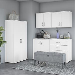 Pemberly Row 5 Piece Modular Closet Storage Set With Cabinets in White