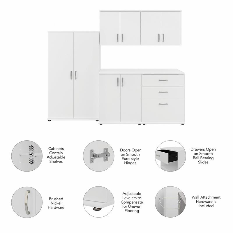 Pemberly Row 5 Piece Modular Closet Storage Set With Cabinets in White