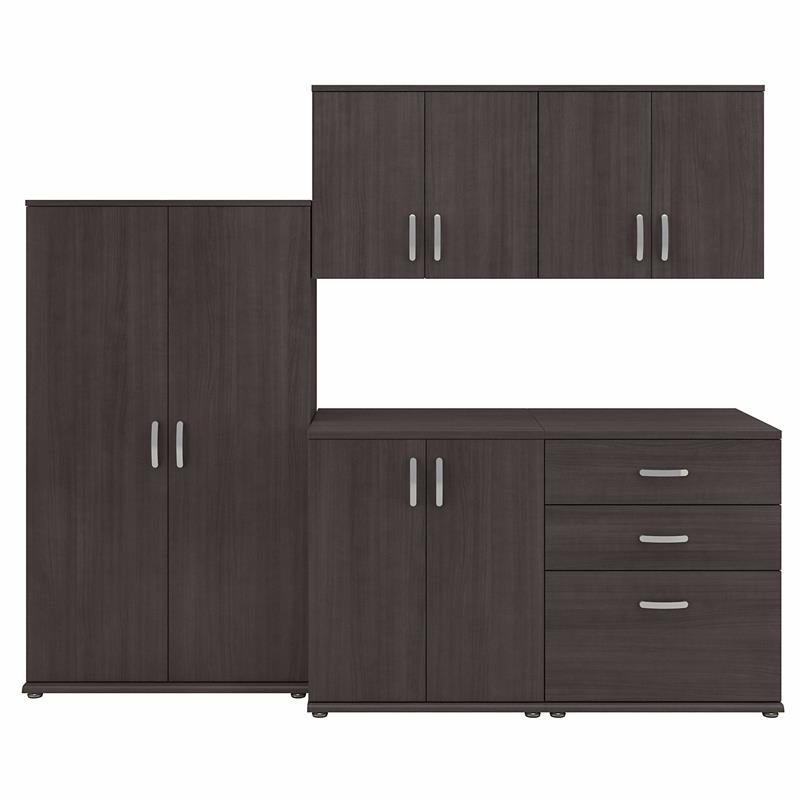 Pemberly Row 5 Piece Modular Closet Storage Set With Cabinets in Storm Gray