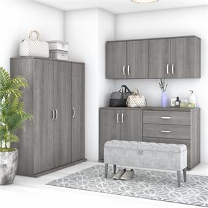 Pemberly Row 6 Piece Modular Closet Storage Set With Cabinets in Platinum Gray