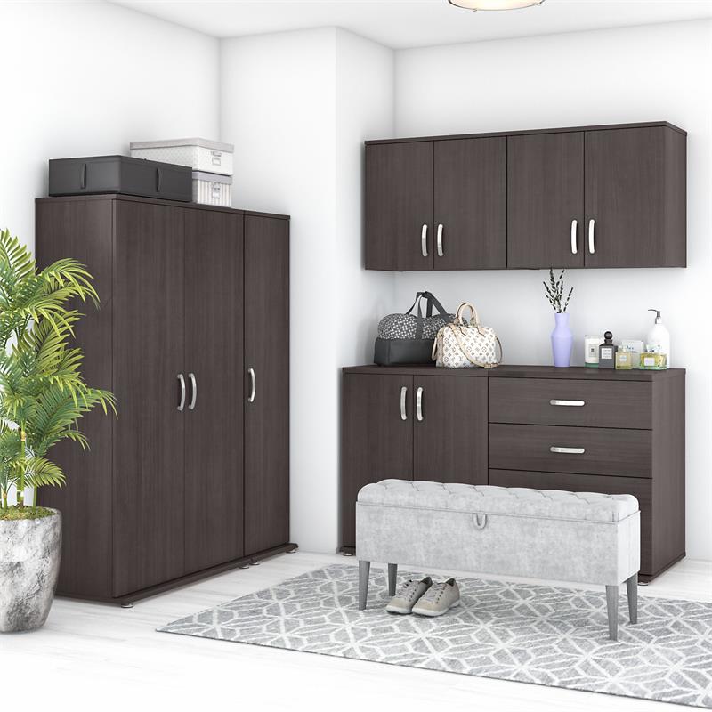 Pemberly Row 6 Piece Modular Closet Storage Set With Cabinets in Storm Gray