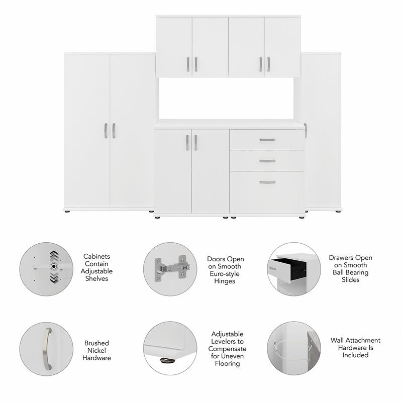 Pemberly Row 6 Piece Modular Closet Storage Set With Cabinets in White