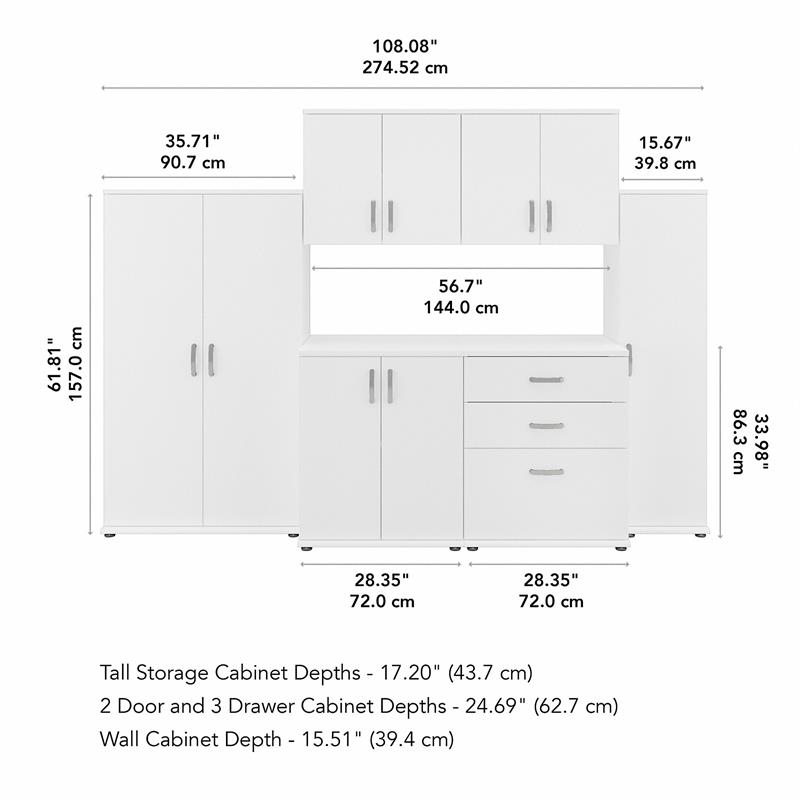 Pemberly Row 6 Piece Modular Closet Storage Set With Cabinets in White