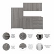Pemberly Row 5 Piece Modular Closet Storage Set With Cabinets in Platinum Gray
