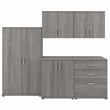 Pemberly Row 5 Piece Modular Closet Storage Set With Cabinets in Platinum Gray