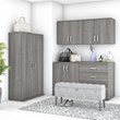Pemberly Row 5 Piece Modular Closet Storage Set With Cabinets in Platinum Gray