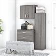 Pemberly Row 3 Piece Modular Closet Storage Set With Cabinets in Platinum Gray
