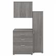 Pemberly Row 3 Piece Modular Closet Storage Set With Cabinets in Platinum Gray