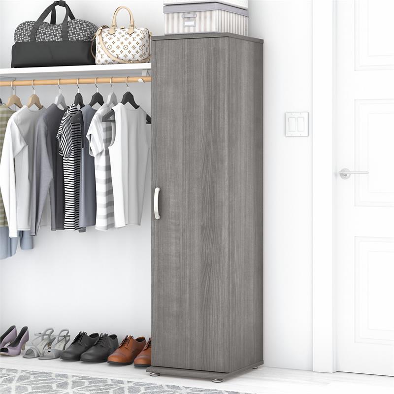 Pemberly Row 16W x 17D x 62H Narrow Clothing Storage Cabinet in Platinum Gray