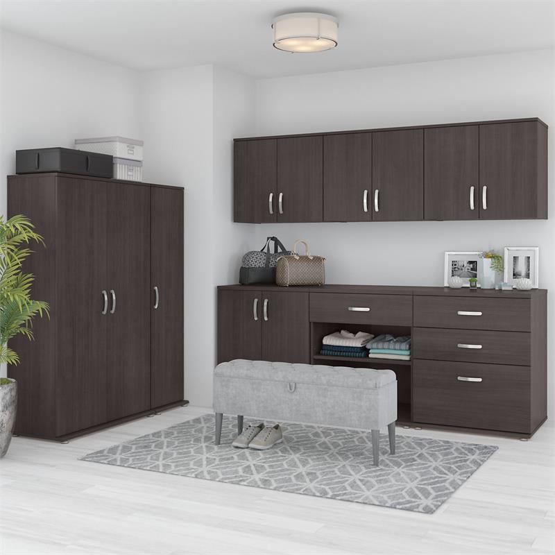 Pemberly Row 28W x 25D x 34H Closet Organizer with 3 Drawers in Storm Gray
