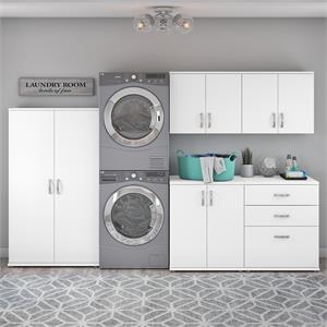 Pemberly Row 5 Piece Modular Laundry Room Storage Set in White