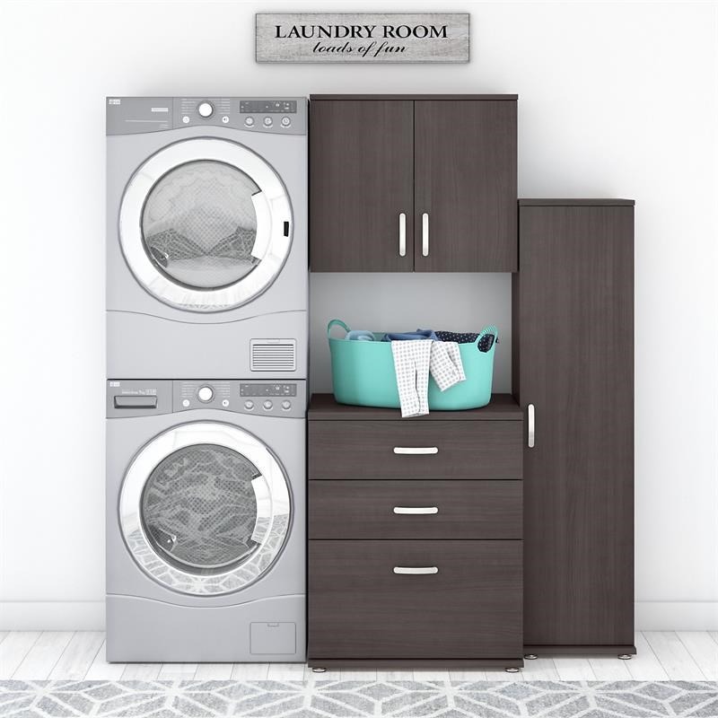 Pemberly Row 3 Piece Modular Laundry Room Storage Set in Storm Gray