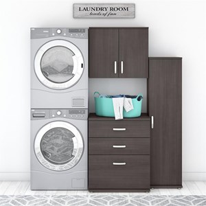 Pemberly Row 3 Piece Modular Laundry Room Storage Set in Storm Gray