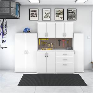 Pemberly Row 6 Piece Modular Garage Storage Set With Cabinets in White