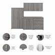 Pemberly Row 5 Piece Modular Garage Storage Set With Cabinets in Platinum Gray